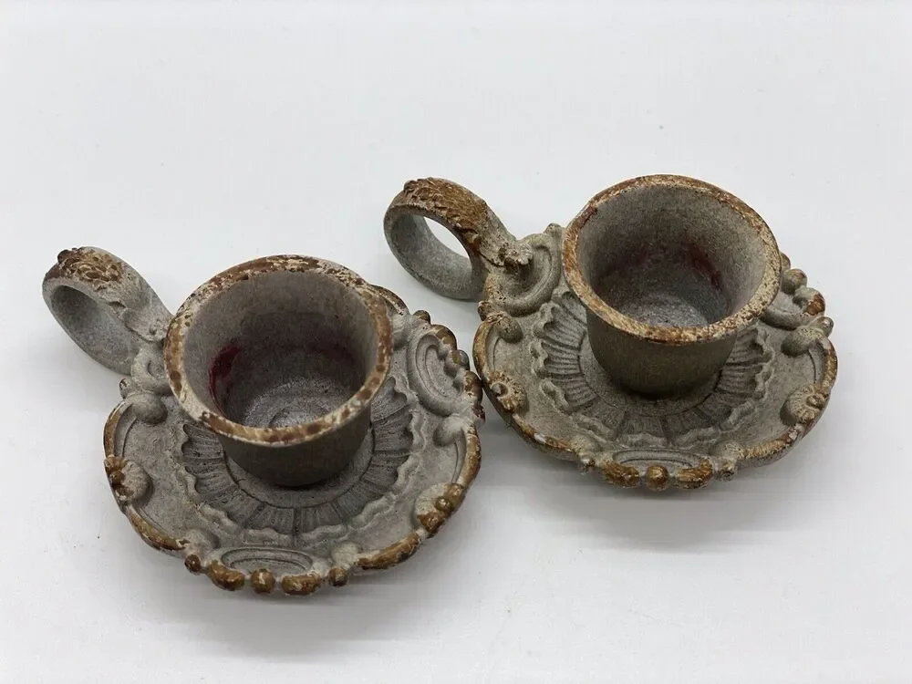 Vintage Candlestick Holders-Set Of 2 Approx 3.5”x 2.5”x 1”